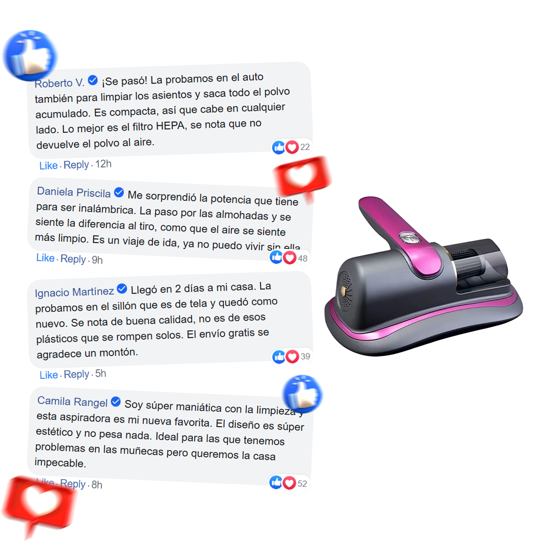 Aspiradora Antiácaros Inalámbrica con Luz UV  - Elimina polvo, ácaros y alérgenos de tu hogar
