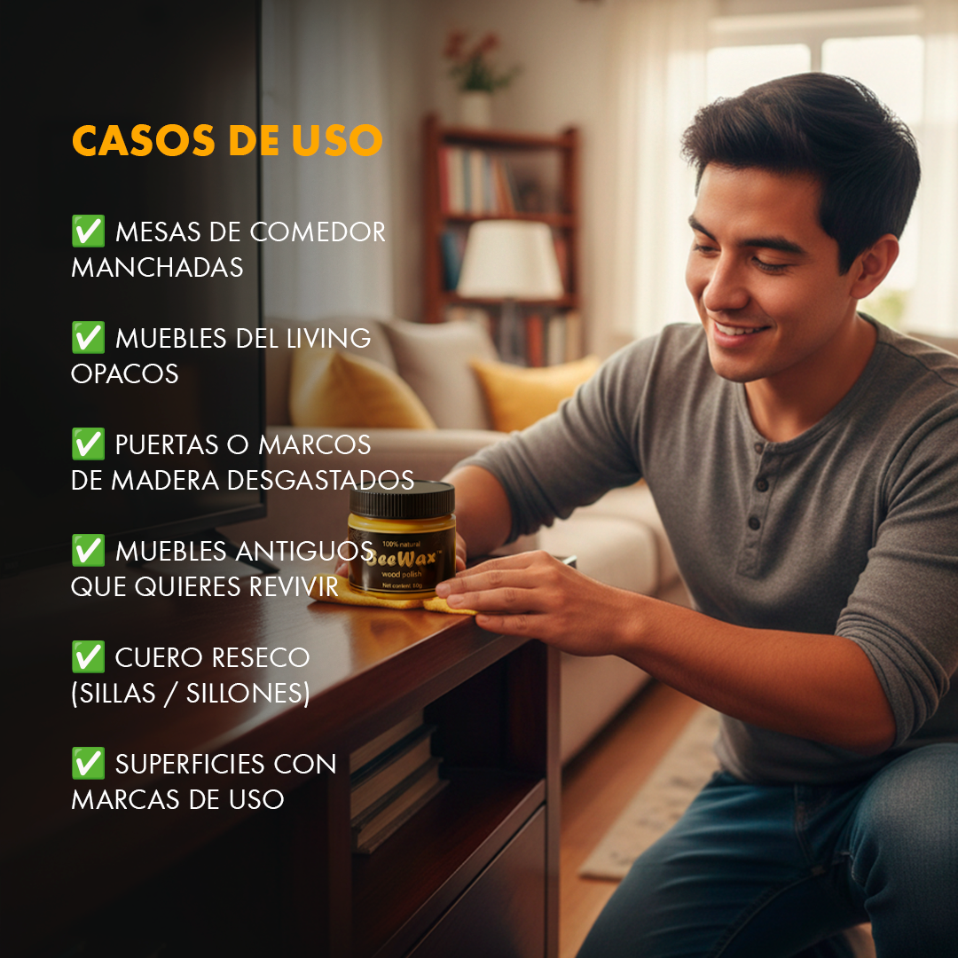 BeeWax™ – Restaura y pule madera, cuero y más… en minutos