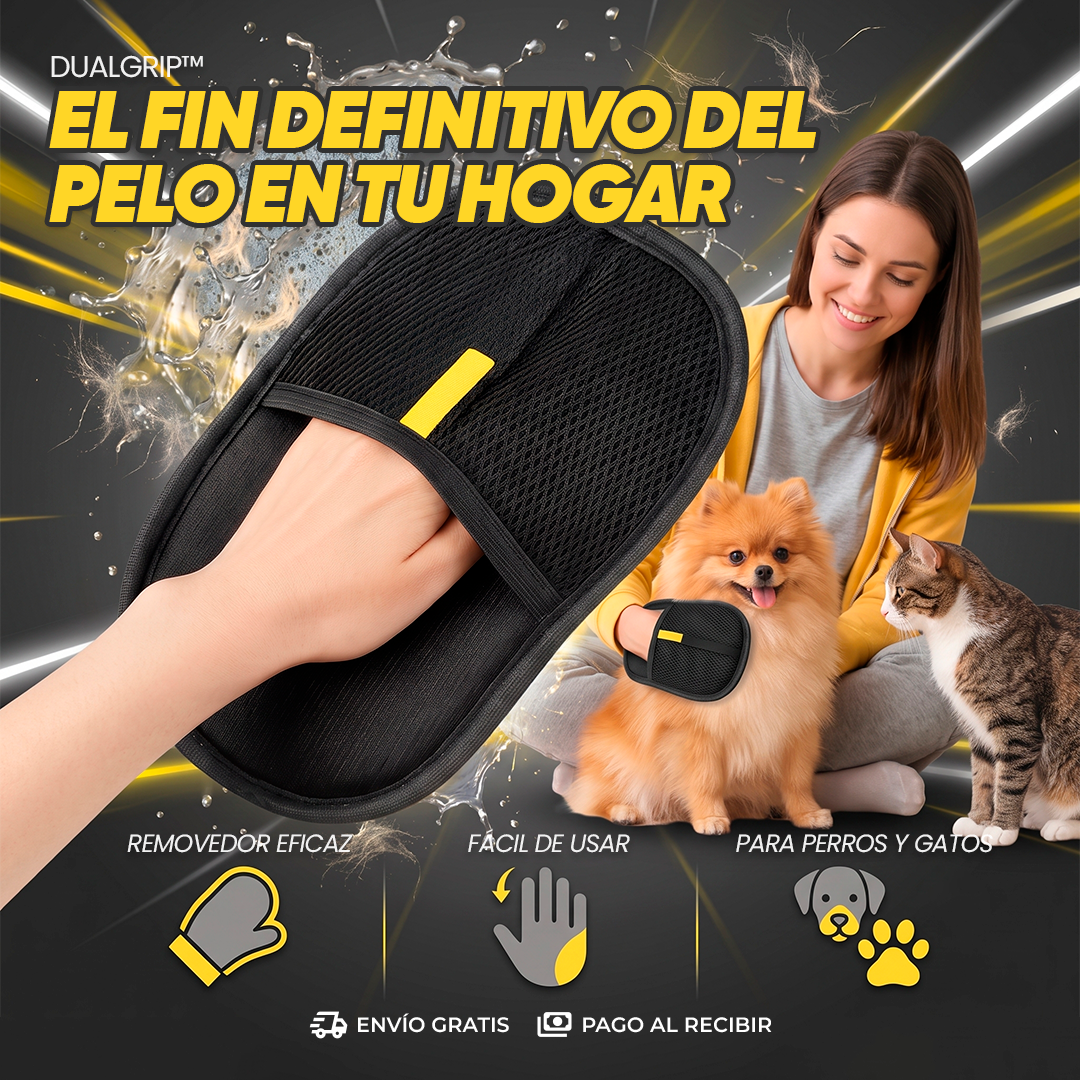 Guante Removedor De Pelo 2 En 1  DualGrip™ que atrapa el pelo desde la raíz, en cada caricia