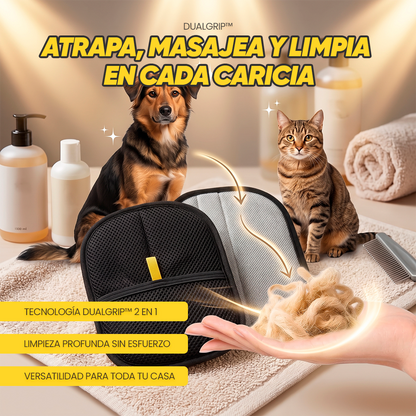 Guante Removedor De Pelo 2 En 1  DualGrip™ que atrapa el pelo desde la raíz, en cada caricia