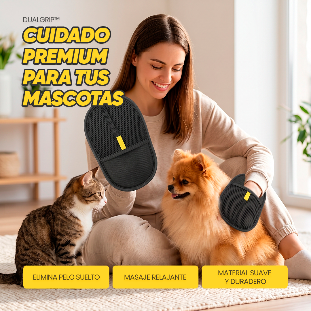 Guante Removedor De Pelo 2 En 1  DualGrip™ que atrapa el pelo desde la raíz, en cada caricia