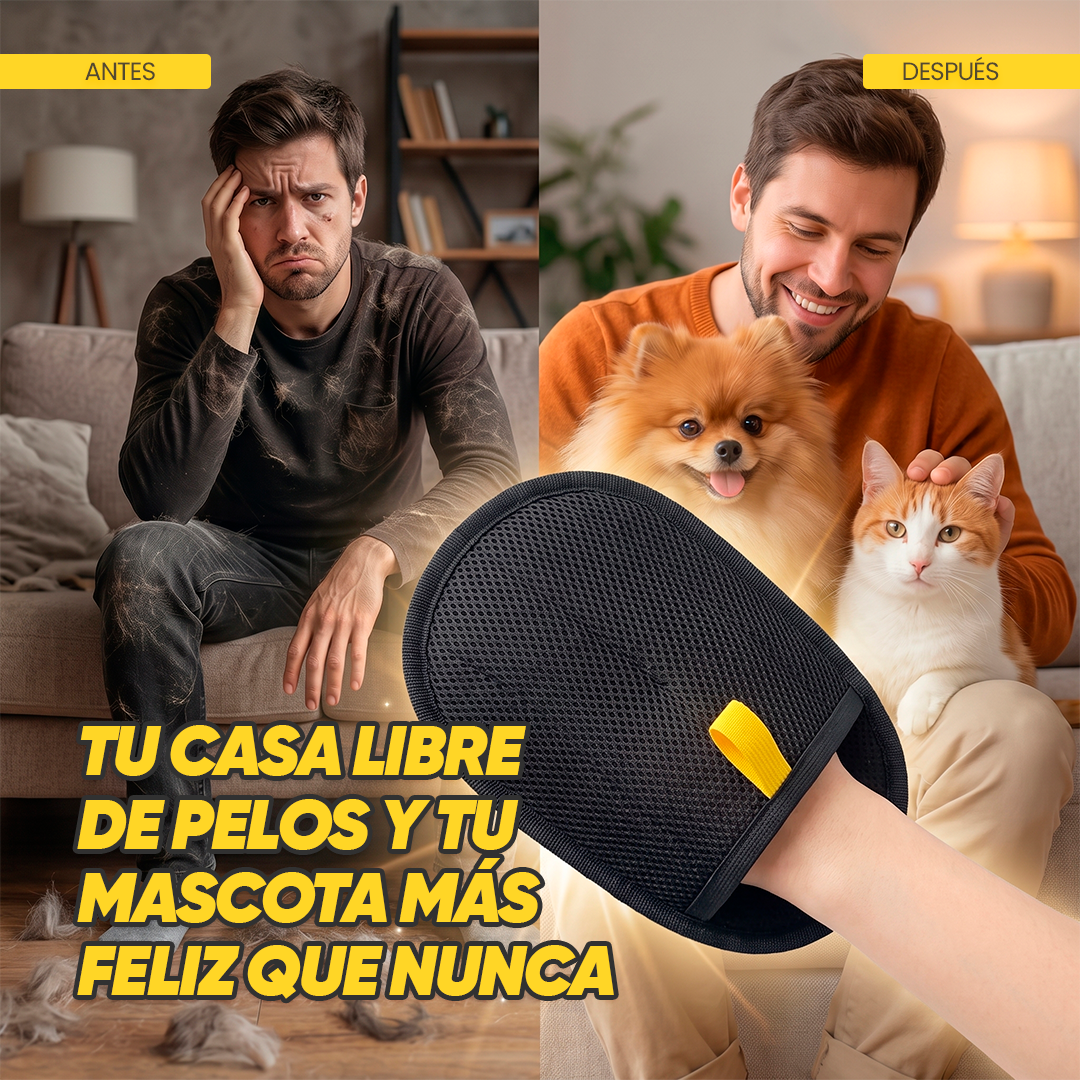 Guante Removedor De Pelo 2 En 1  DualGrip™ que atrapa el pelo desde la raíz, en cada caricia