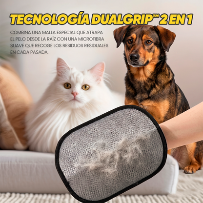Guante Removedor De Pelo 2 En 1  DualGrip™ que atrapa el pelo desde la raíz, en cada caricia