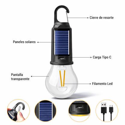 2x1 - Ampolleta Solar LED Recargable.