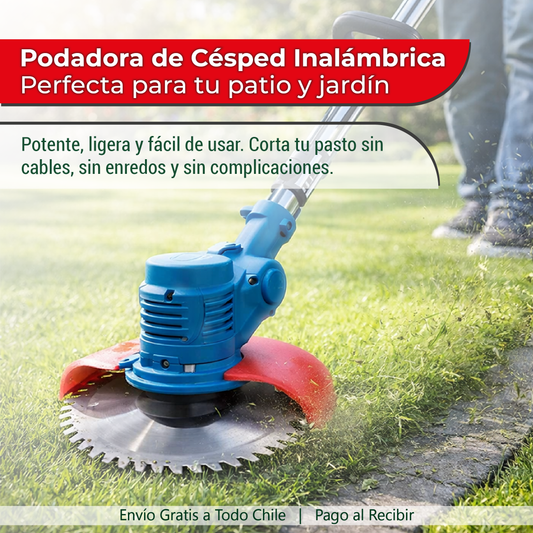 Podadora Inalámbrica — Corta tu jardín en minutos, sin cables ni esfuerzo.